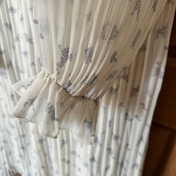 GANNI Pleated Georgette Midi Dress Sz 36/M Feminine Whimsical Cottagecore - Picture 9 of 16